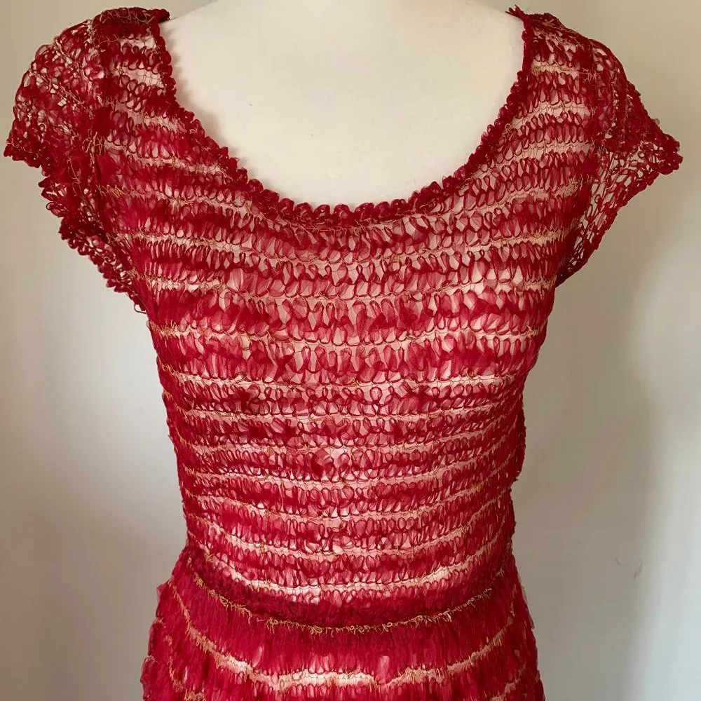1950s Raspberry Ribbon Dress - Picture 2 of 6